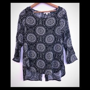 Split Back Bell Sleeve Blouse